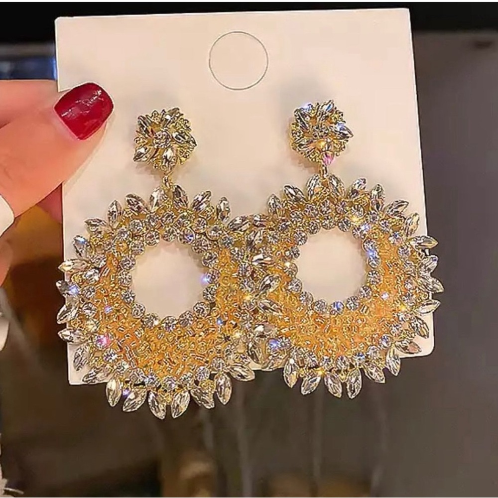 Elegant Gold and Silver Crystal Earrings